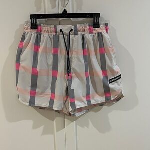 Stylish Pink and Gray Men's Athletic Shorts